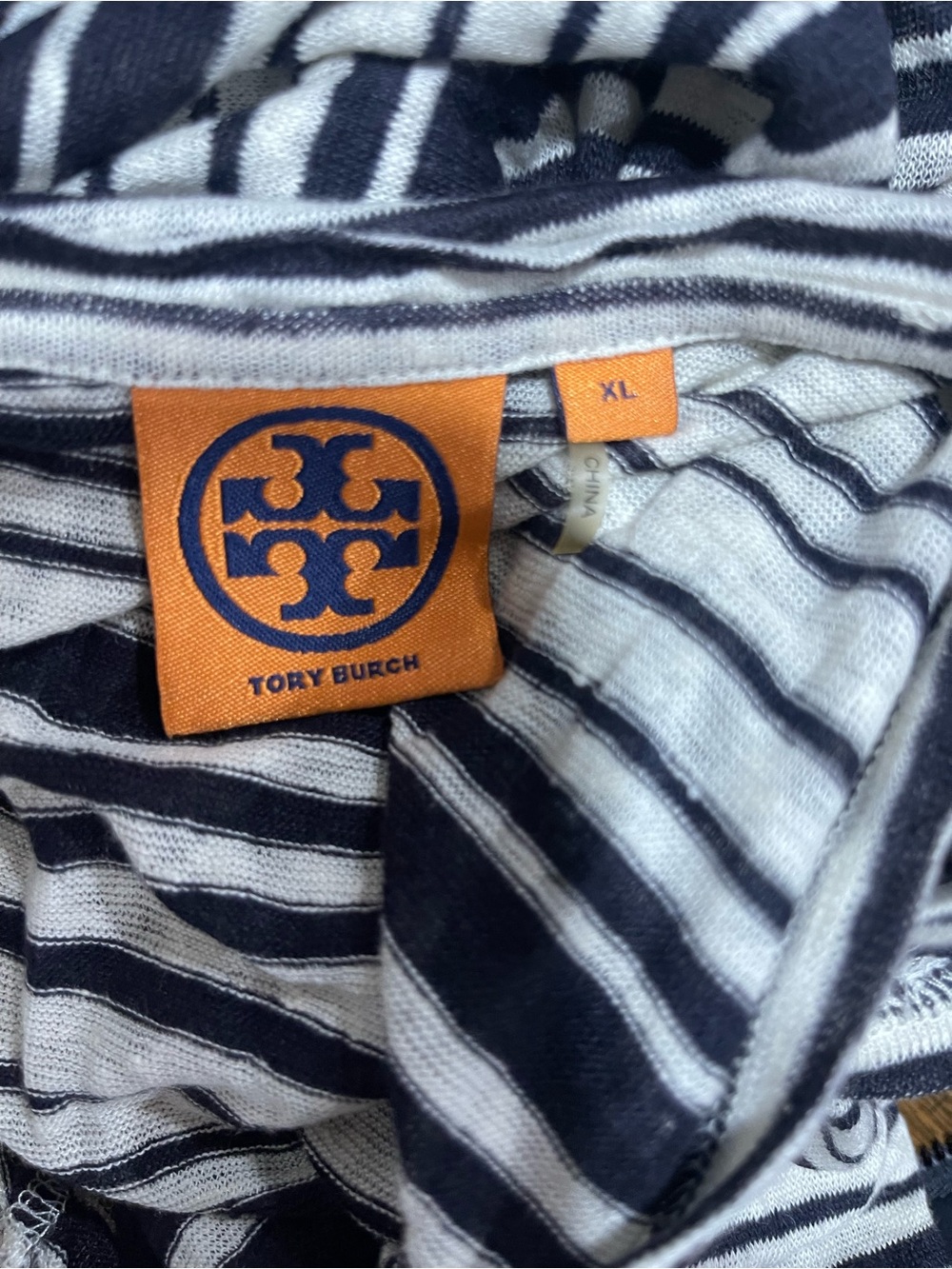 Tory Burch Navy & White Striped Beaded V-Neck Tank - Picture 7 of 7